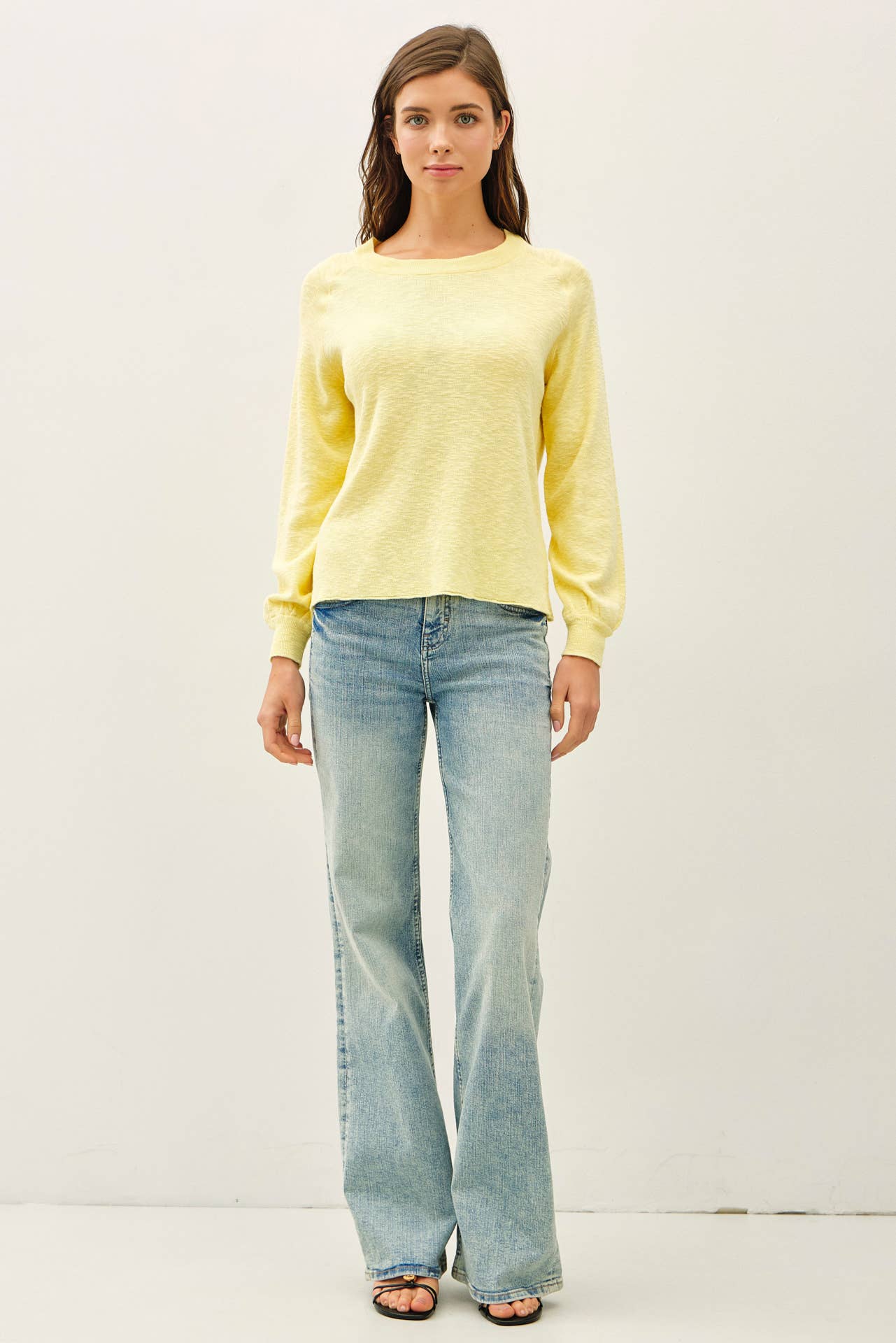Be Cool - RAGLAN LONG SLEEVE PULLOVER SLUB YARN KNIT SWEATER