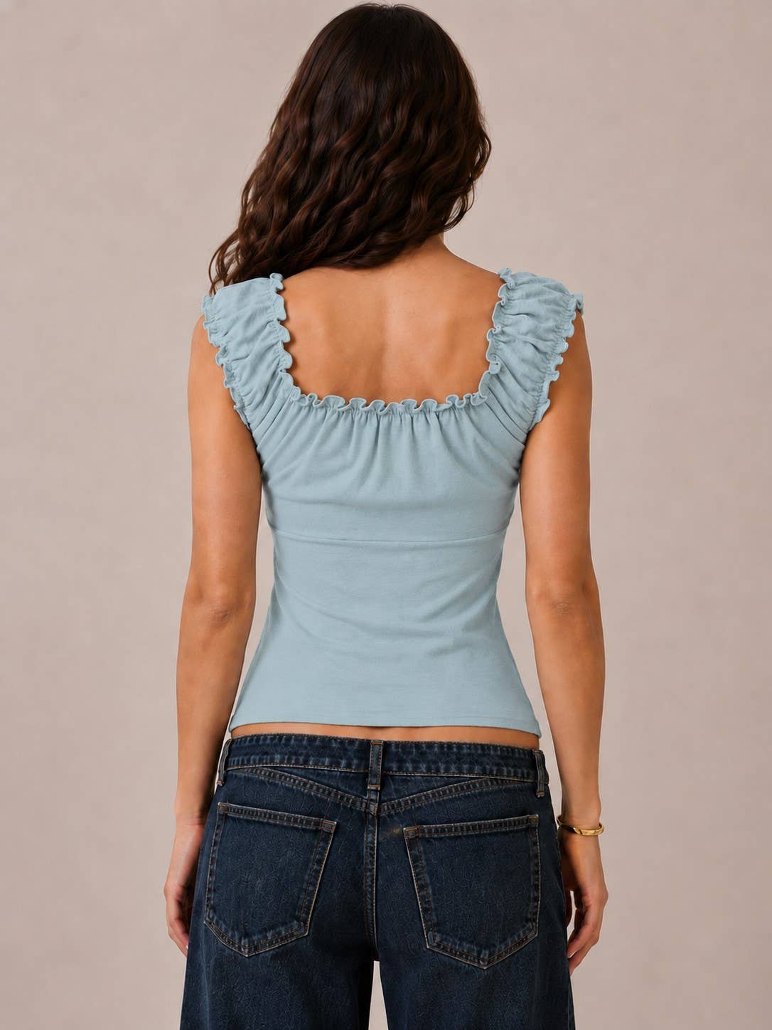 BUTTON DOWN FRIL DETAIL TANK TOP - Heart & Hips
