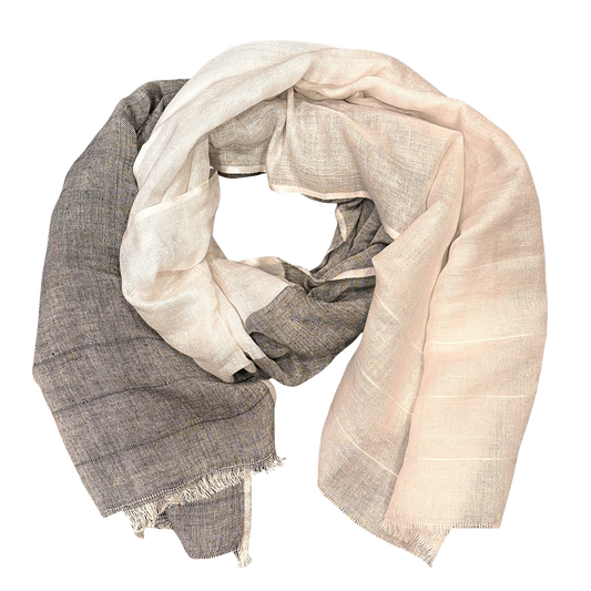 Chloe & Lex - Pure Linen with Feather Fringe Lightweight Scarf for Women