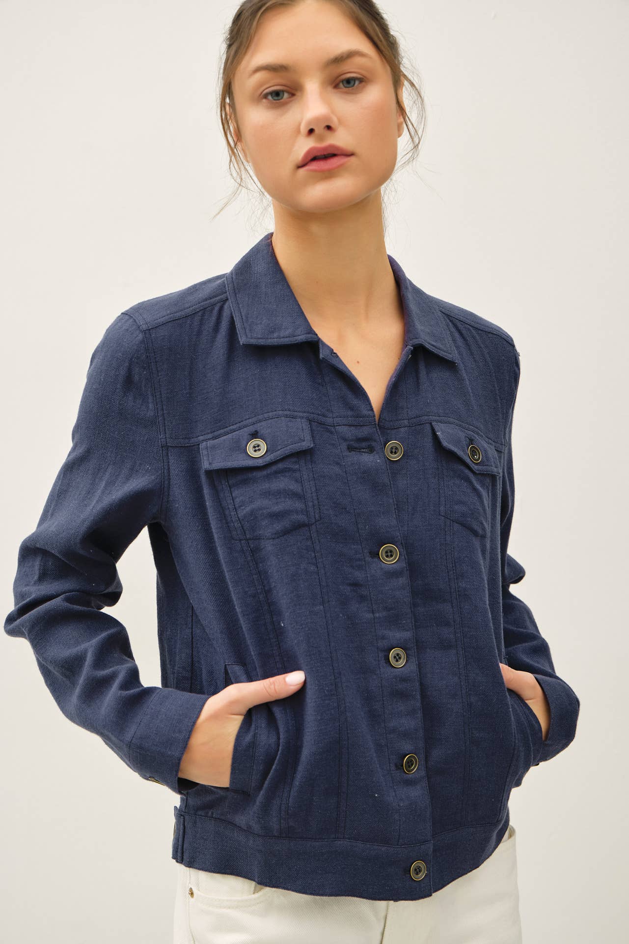Be Cool - LIGHTWEIGHT LINEN BLEND BUTTONED JACKET