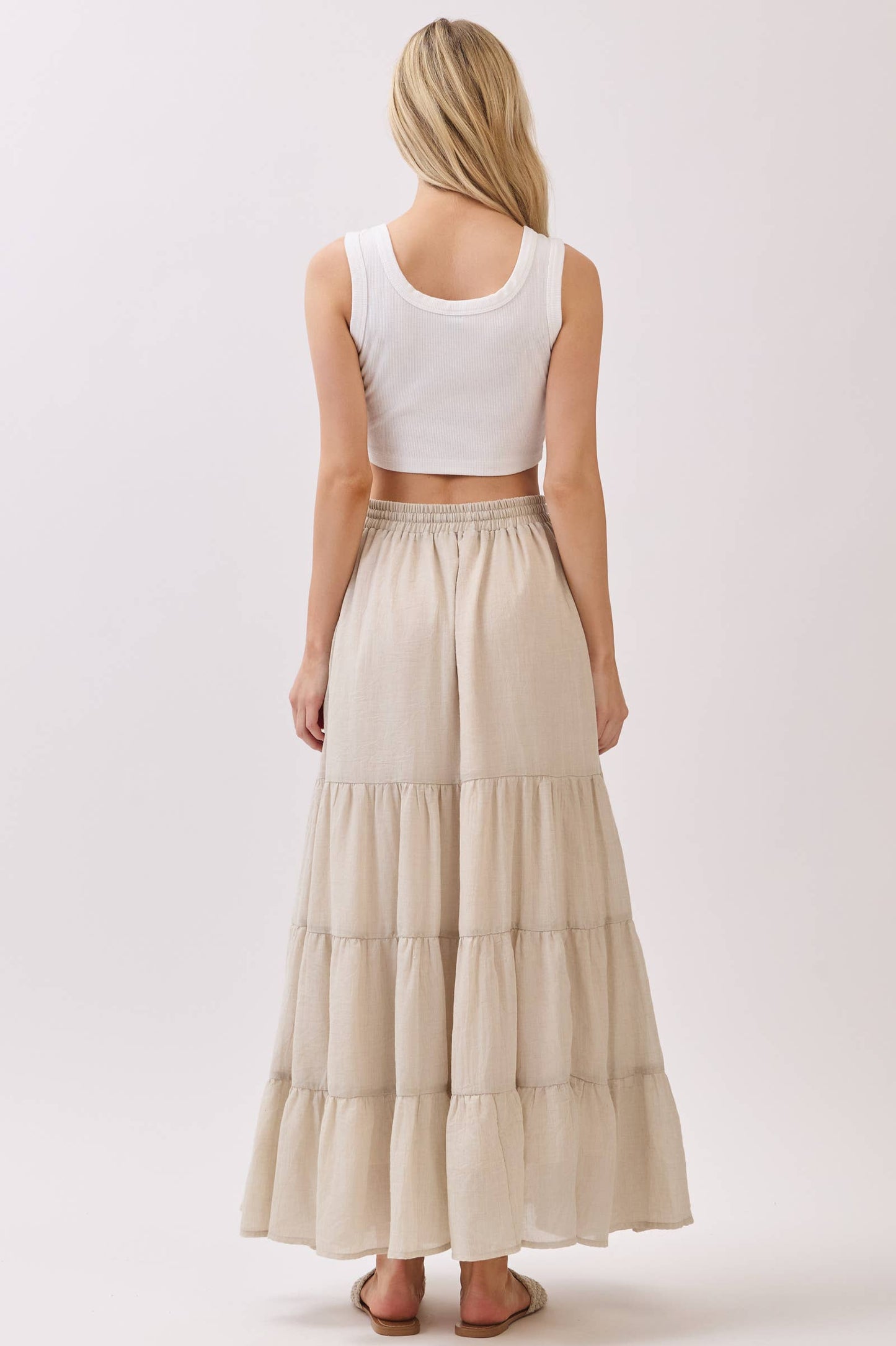 Tiered Coconut Tie Detail Maxi Skirt - Final Touch