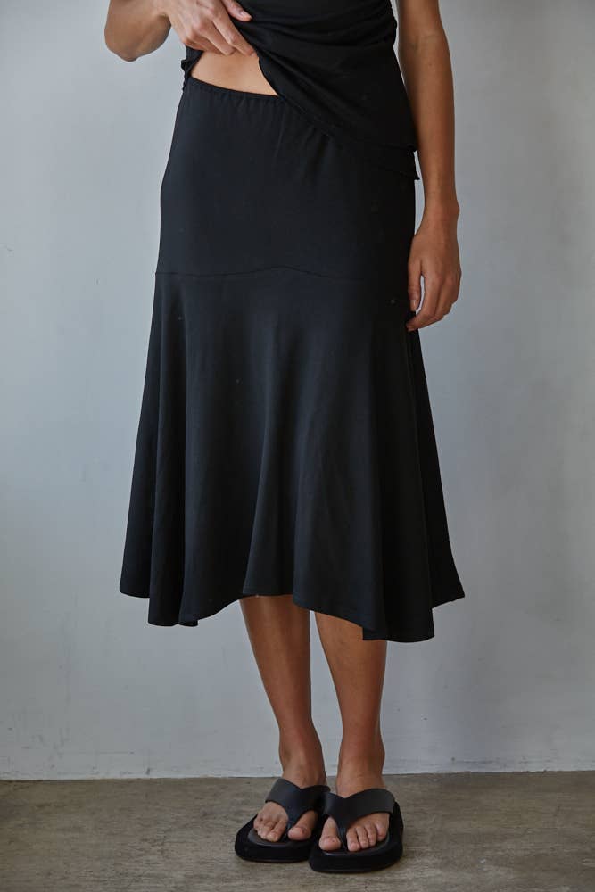Knit Viscose Spandex Midi Skirt - By together