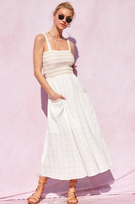 ILLA ILLA - Cotton Bubble Embroidery Midi Dress