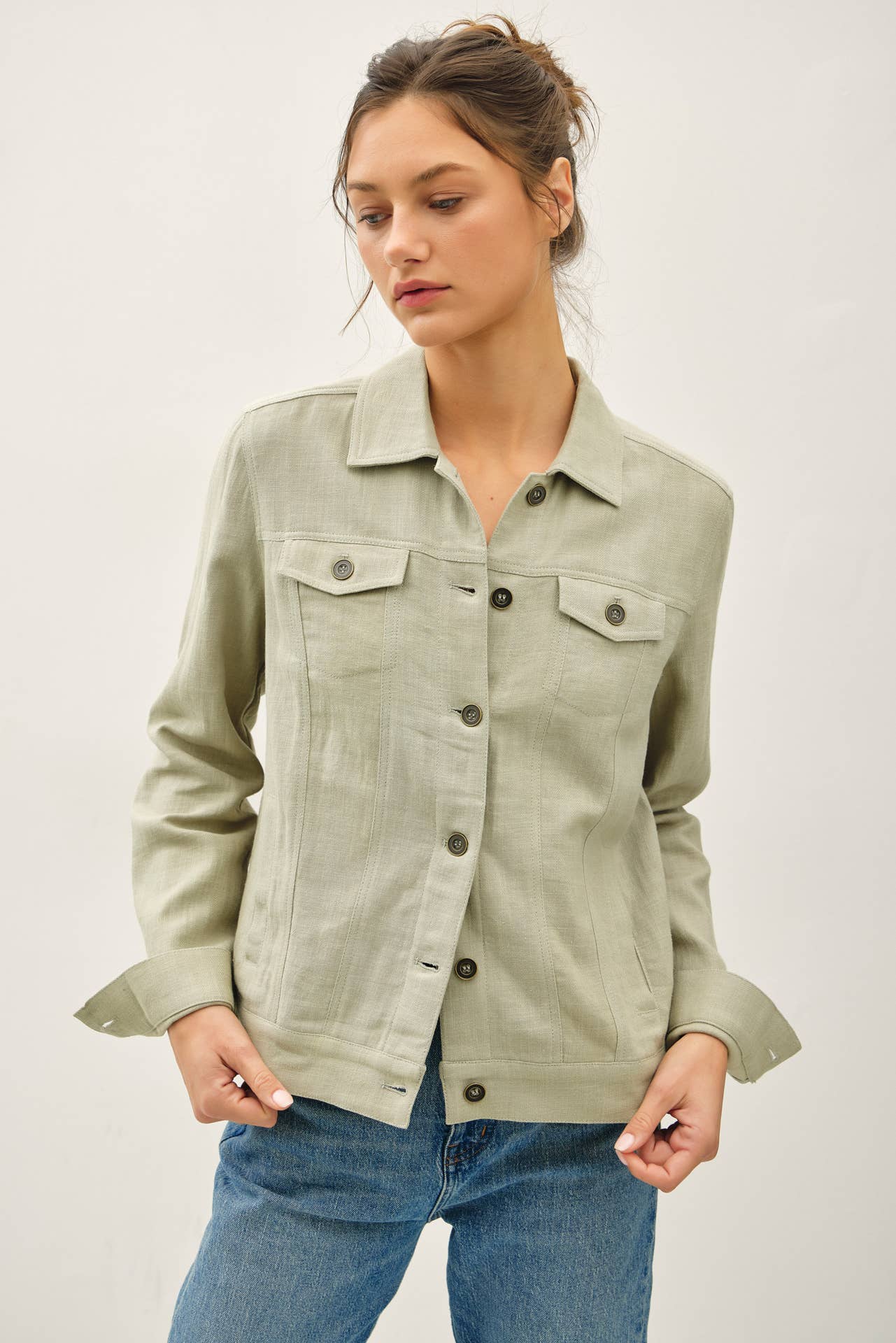 Be Cool - LIGHTWEIGHT LINEN BLEND BUTTONED JACKET