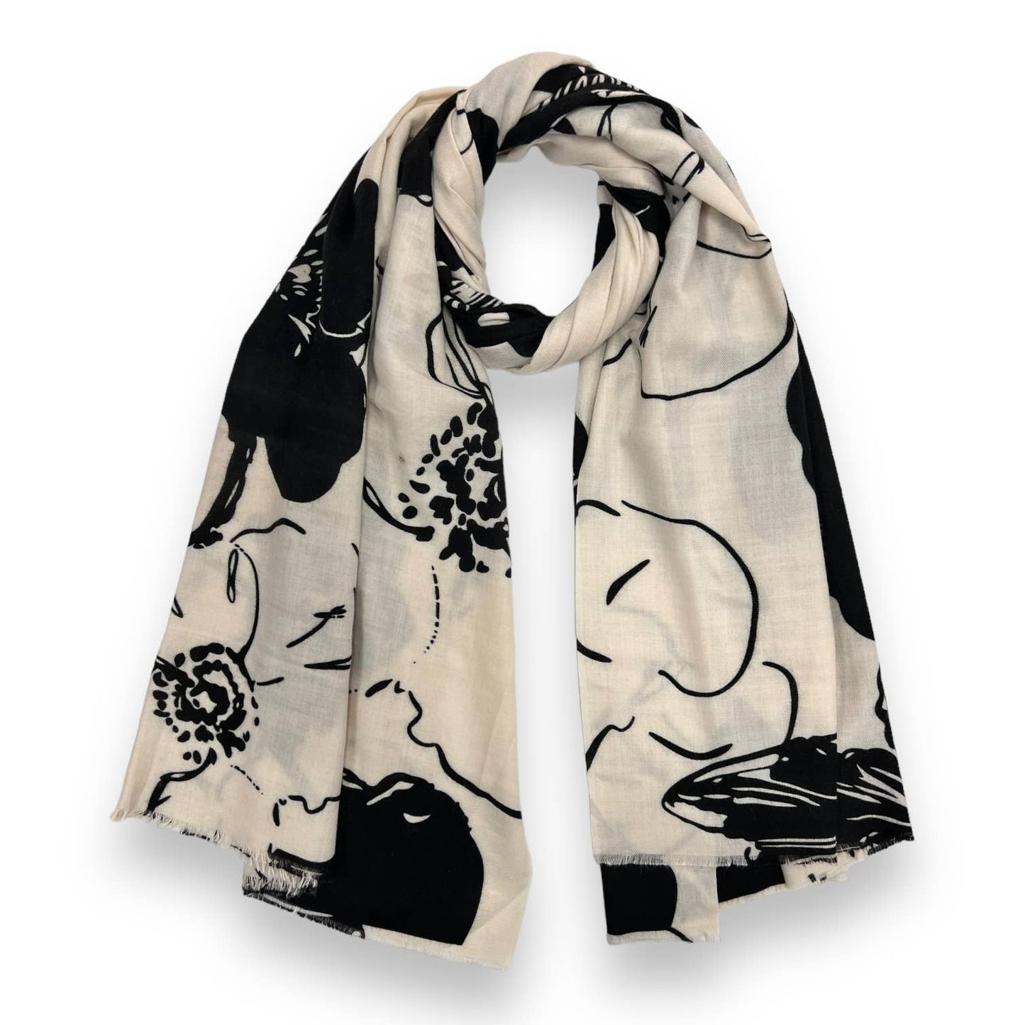 London Scarves - Flower sketch print on medium weight scarf