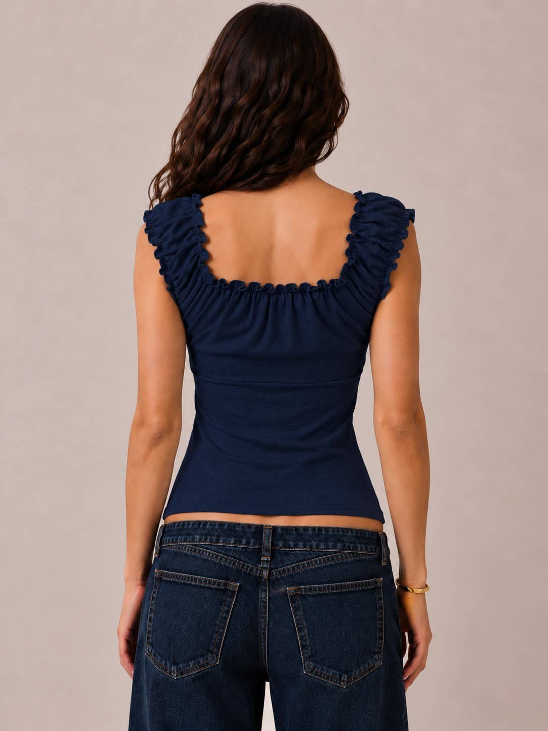 BUTTON DOWN FRIL DETAIL TANK TOP - Heart & Hips