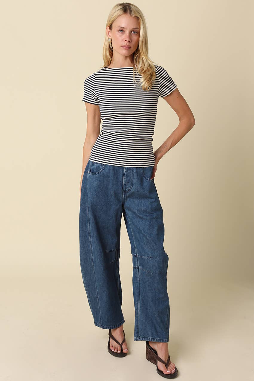 Olivaceous - Kate Striped Fitted Top