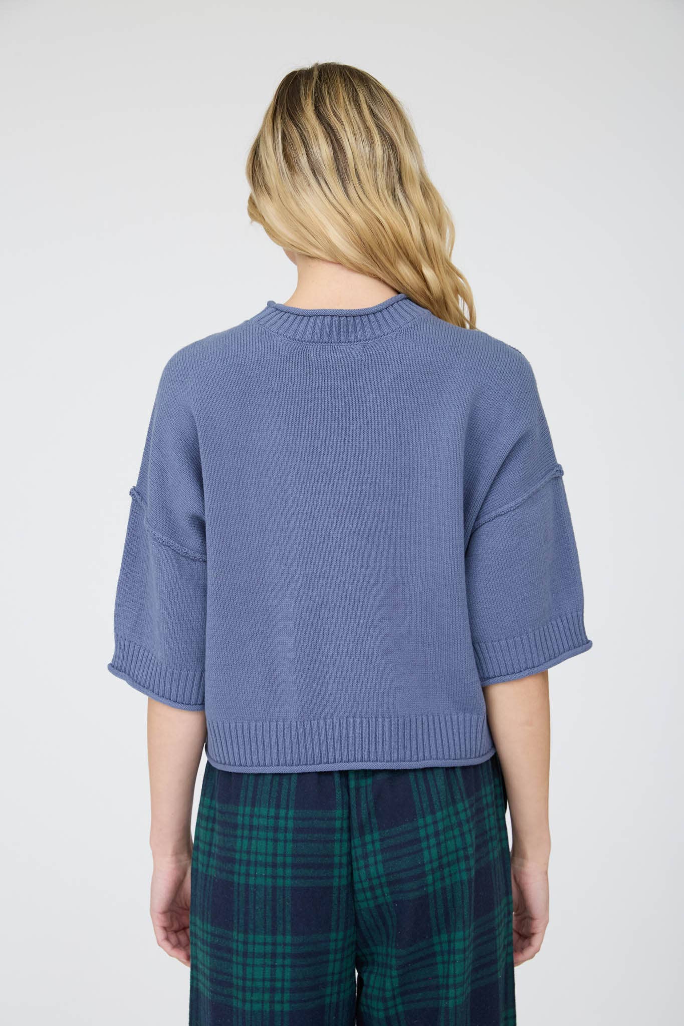 EXPOSED SEAM DROP SHOULDER SHORT SLEEVE PULLOVER - Blu Pepper