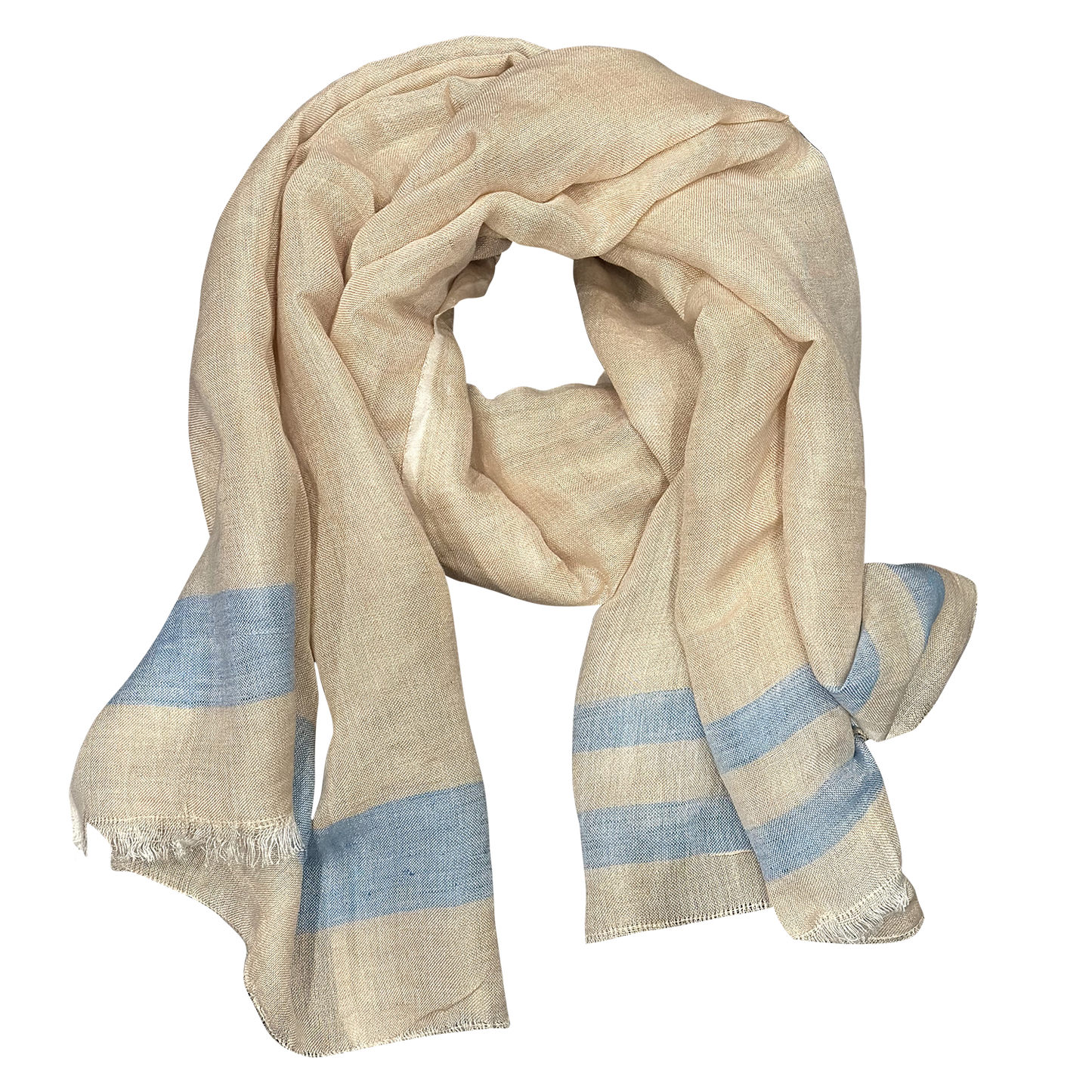 Chloe & Lex - Pure Linen with Fresh Stripes Lightweight Scarf for Women