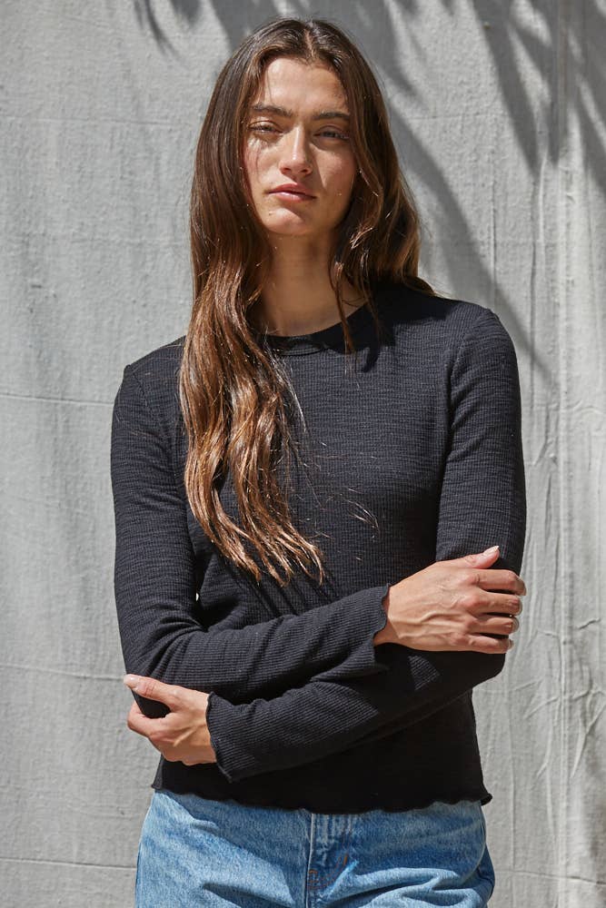 By Together - L9892 | Knit Cotton Polyester Spandex Round Neck Long Sleeve