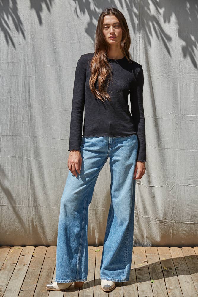 By Together - L9892 | Knit Cotton Polyester Spandex Round Neck Long Sleeve