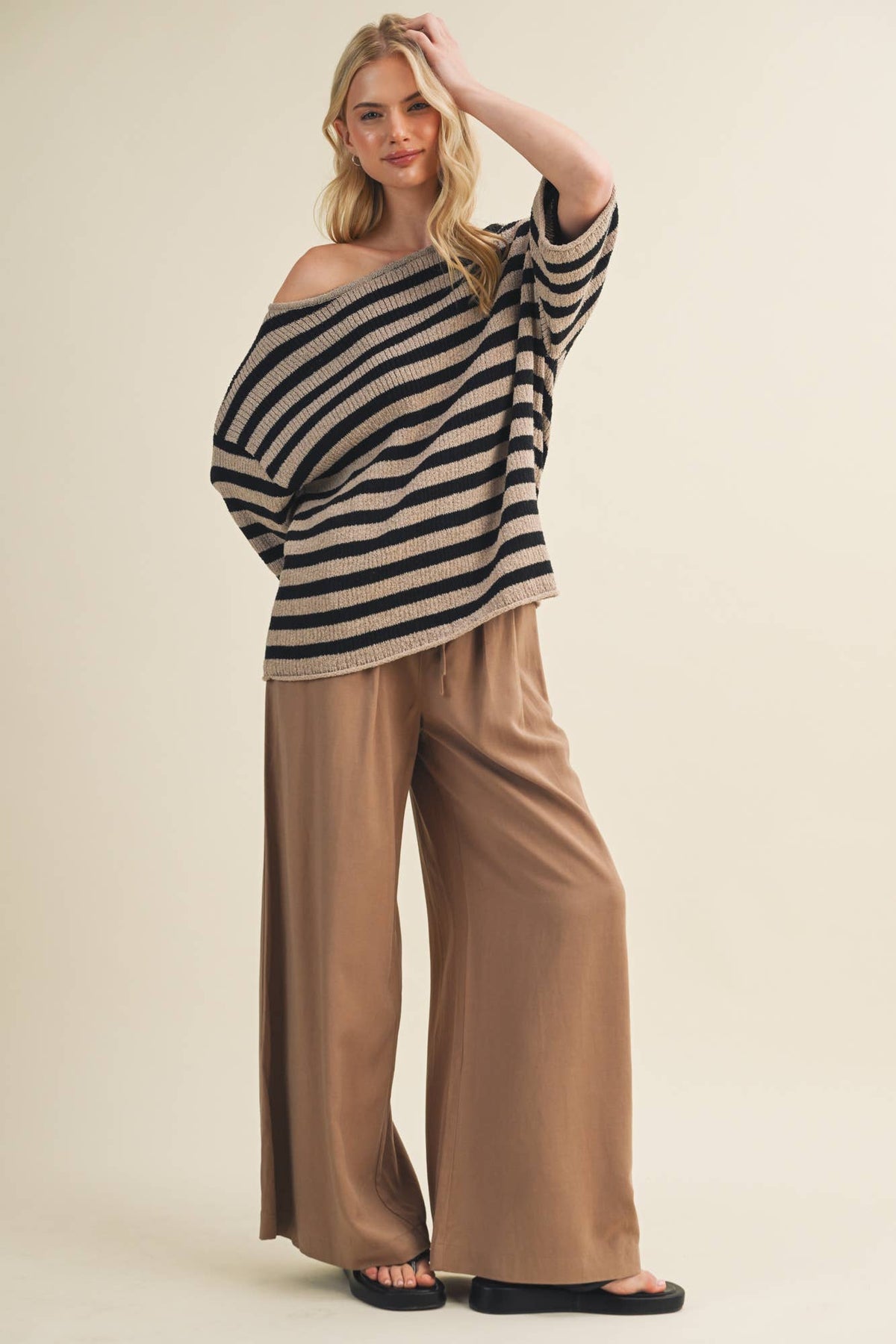 Mustard Seed - Engineered Stripe Bateau Neck Pullover
