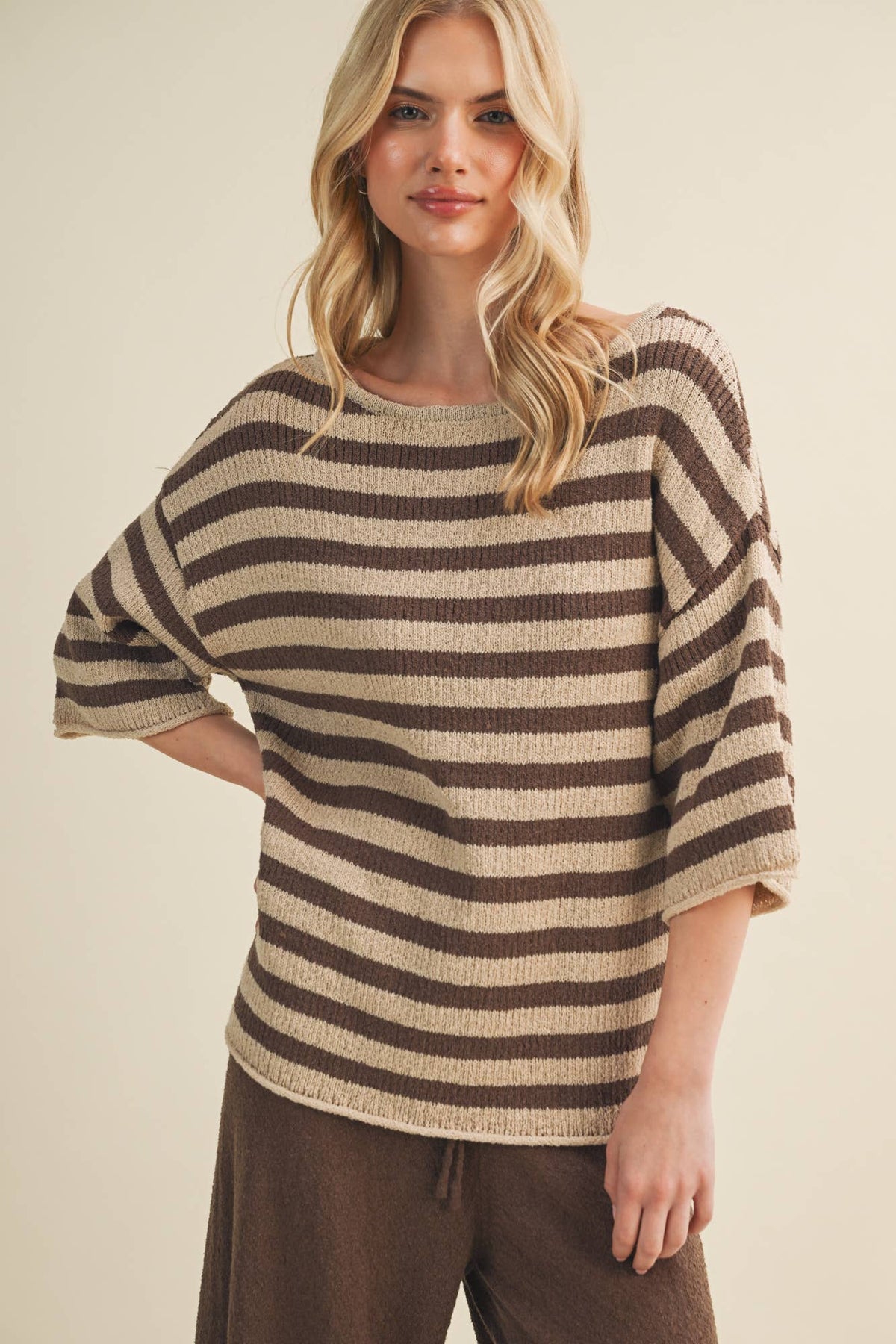 Mustard Seed - Engineered Stripe Bateau Neck Pullover
