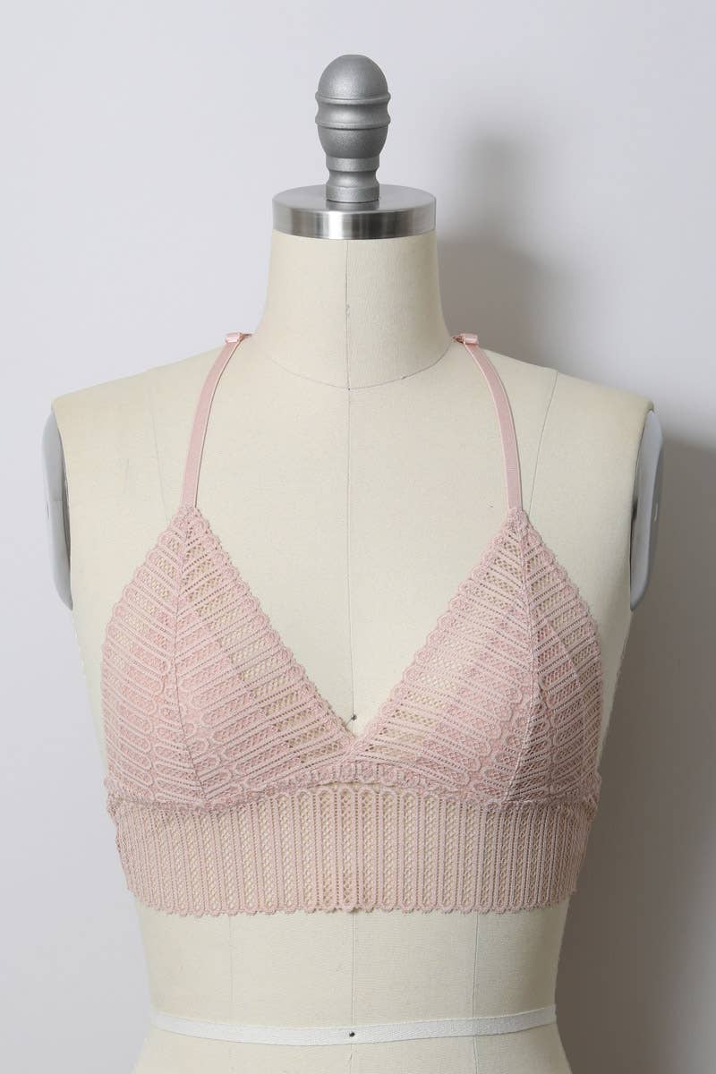 Leto Accessories - Ribbed Lace Boho Racerback Bralette