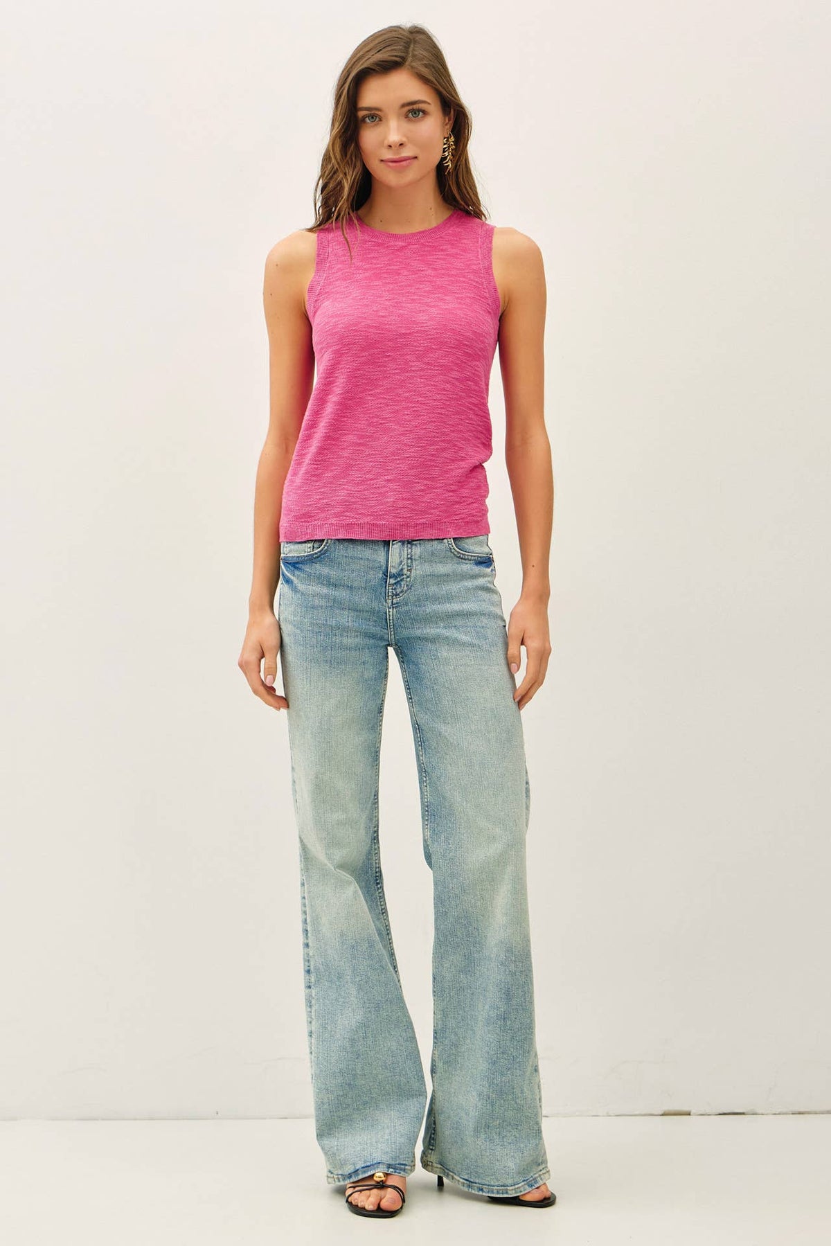 Be Cool - [NEW COLOR]ROUND NECK SLEEVELESS SLUB KNIT TOP