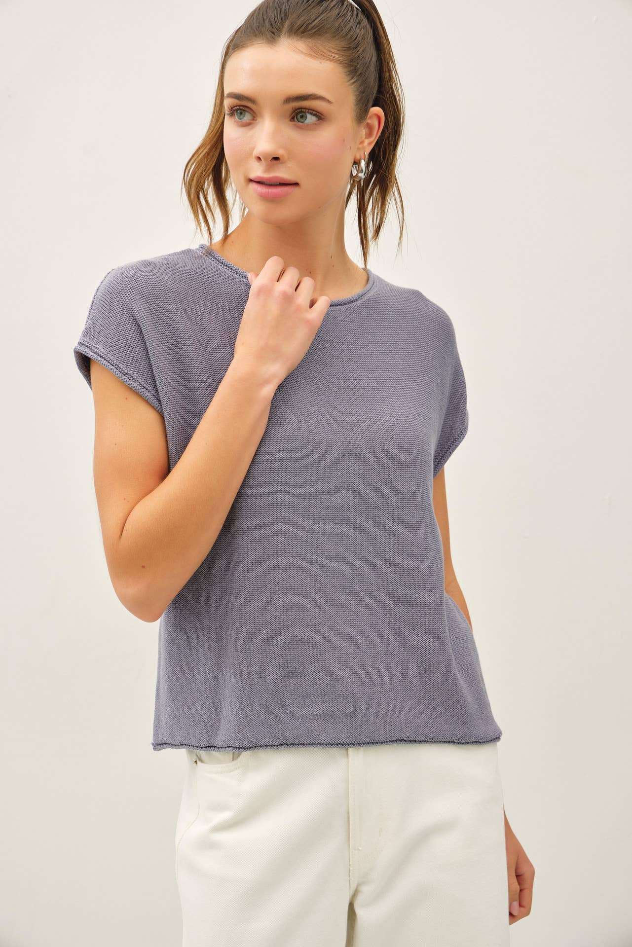 Be Cool - BOXY SHORT SLEEVE SWEATER W RAW SEAM