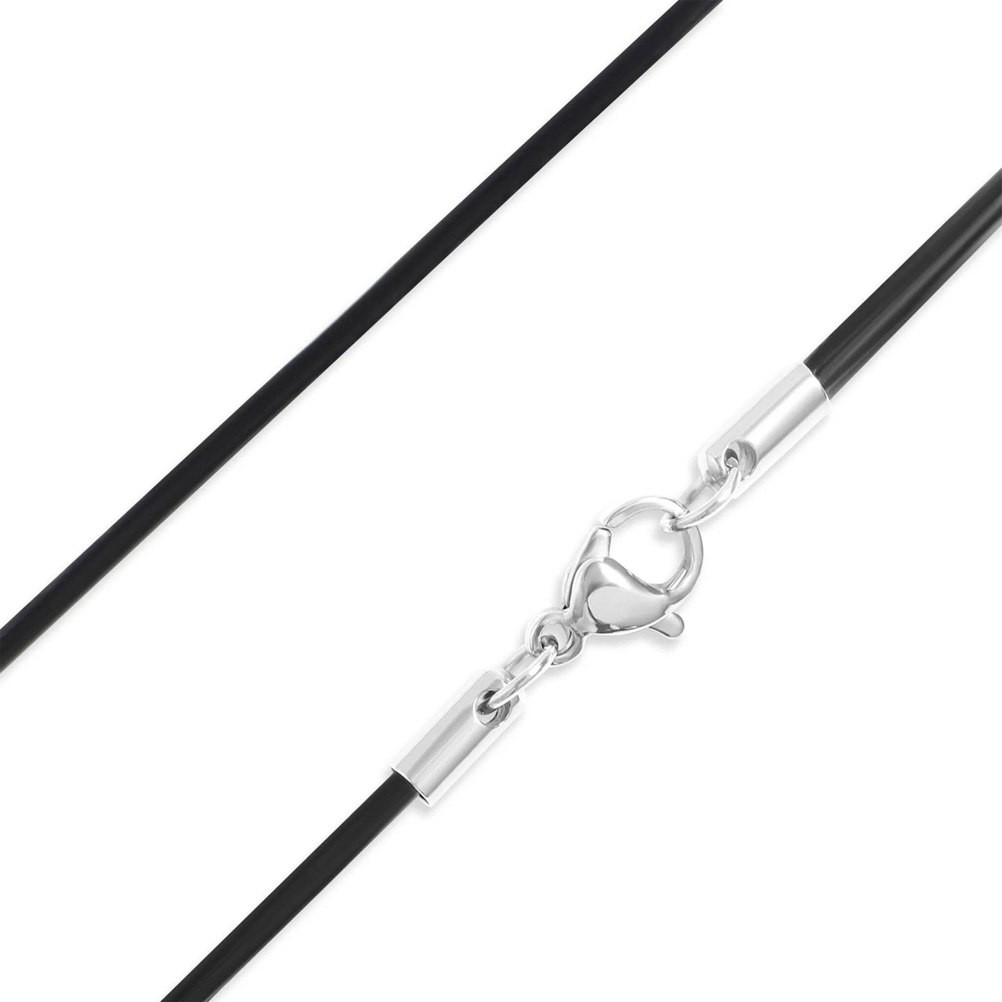 Black Leather Cord Necklace w/ Stainless Steel Lobster Clasp