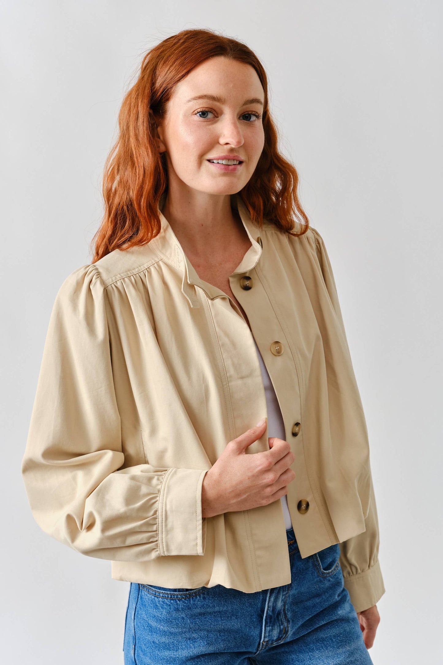 Aaron & Amber - MAJ3308 SHORT BALLON TRENCH JACKET