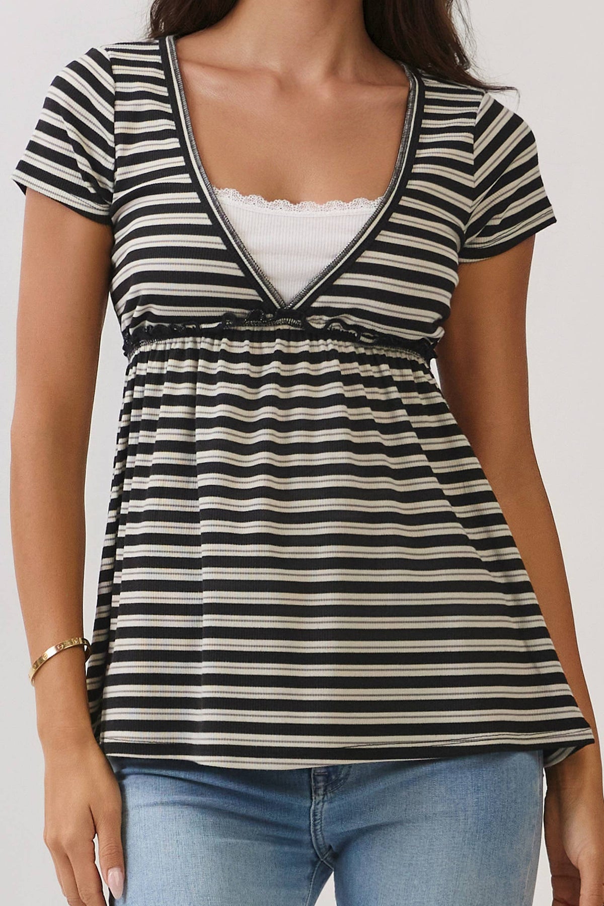 SURPLUS EMPIRE BABYDOLL SHORT SLEEVE TOP - Heart & Hips