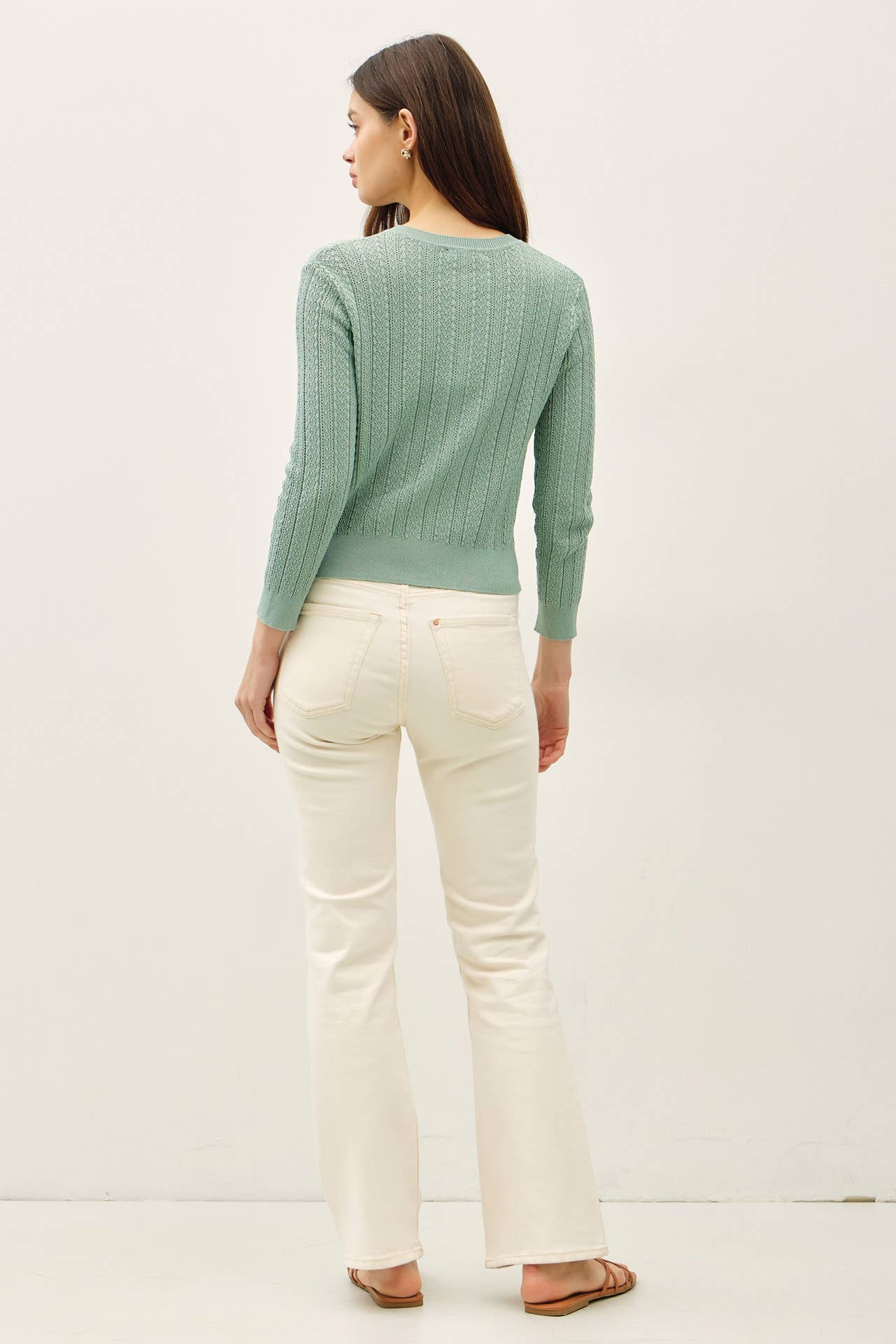 Be Cool - POINTELLE 3/4 SLEEVE CARDIGAN