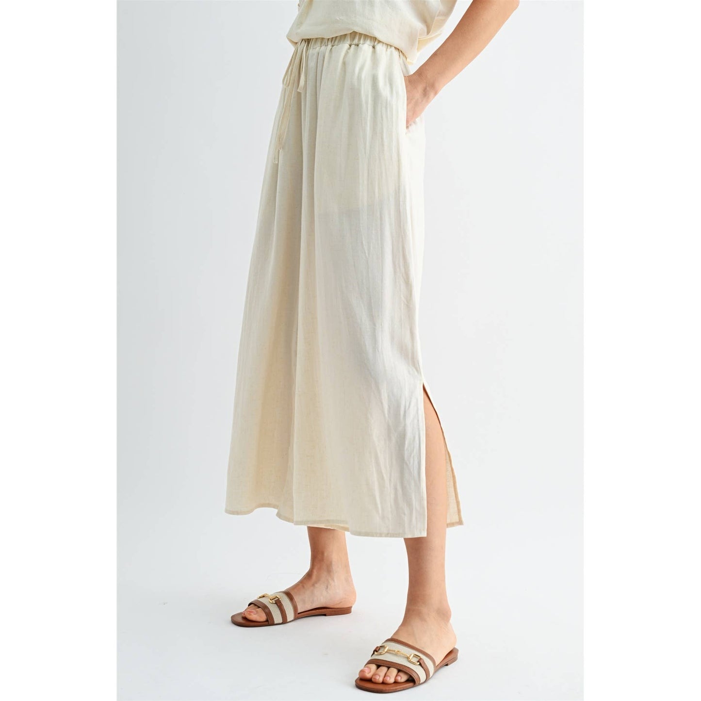 FUN2FUN - SIDE SLIT LINEN PANTS