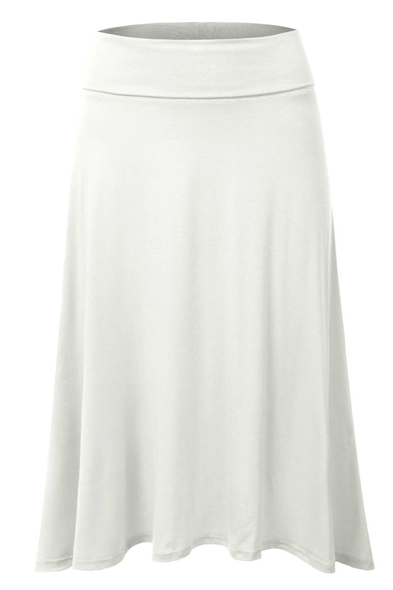 High Waist Elastic Flared Midi Skirt - NINEXIS
