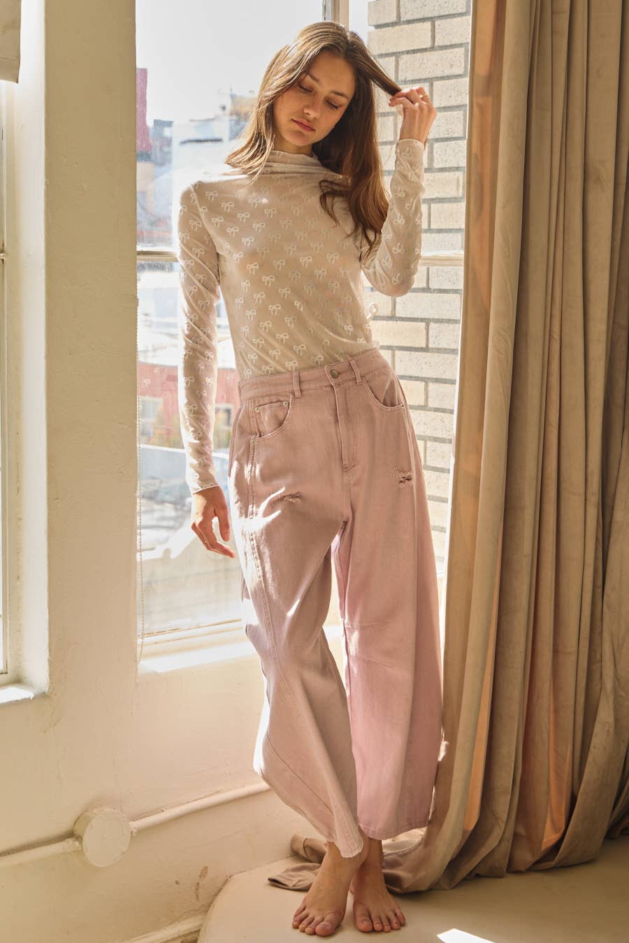 Oddi - Acid Washed Colored Barrel Denim Pants
