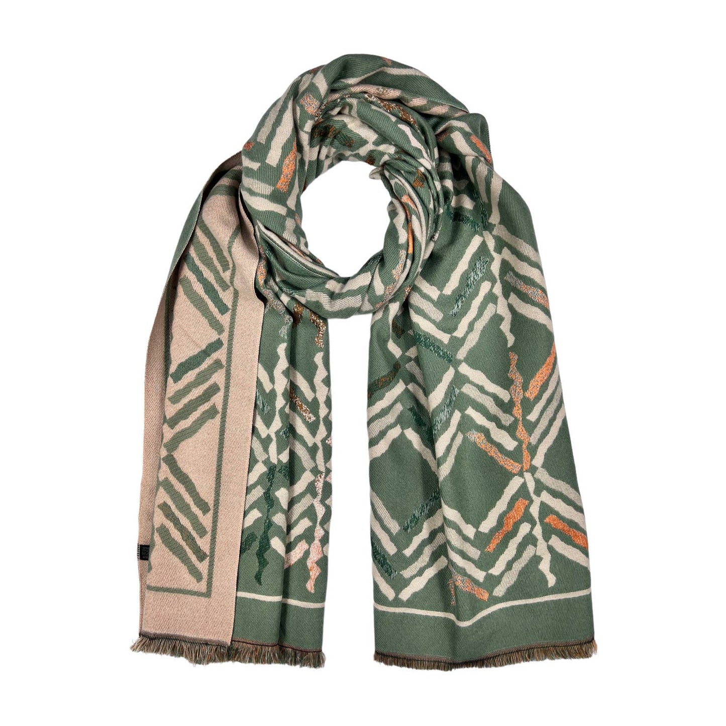 Reversible Arrow Print Fringe Scarf