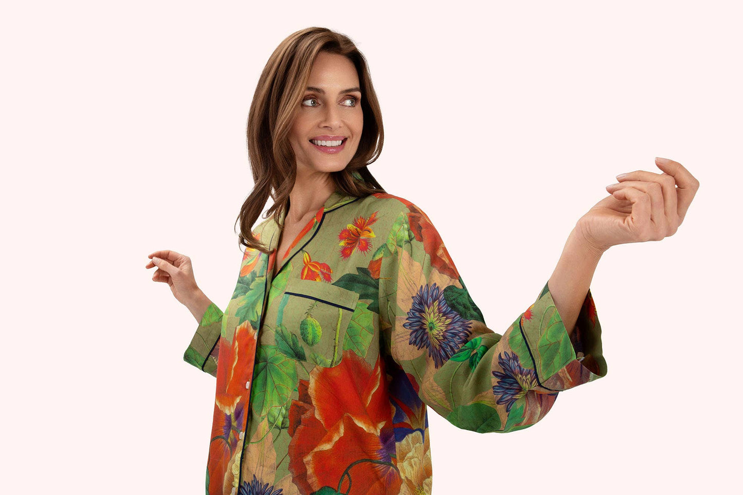 Powder Design inc - US - Supersoft Botanical Bouquet Sage Pyjamas - Medium