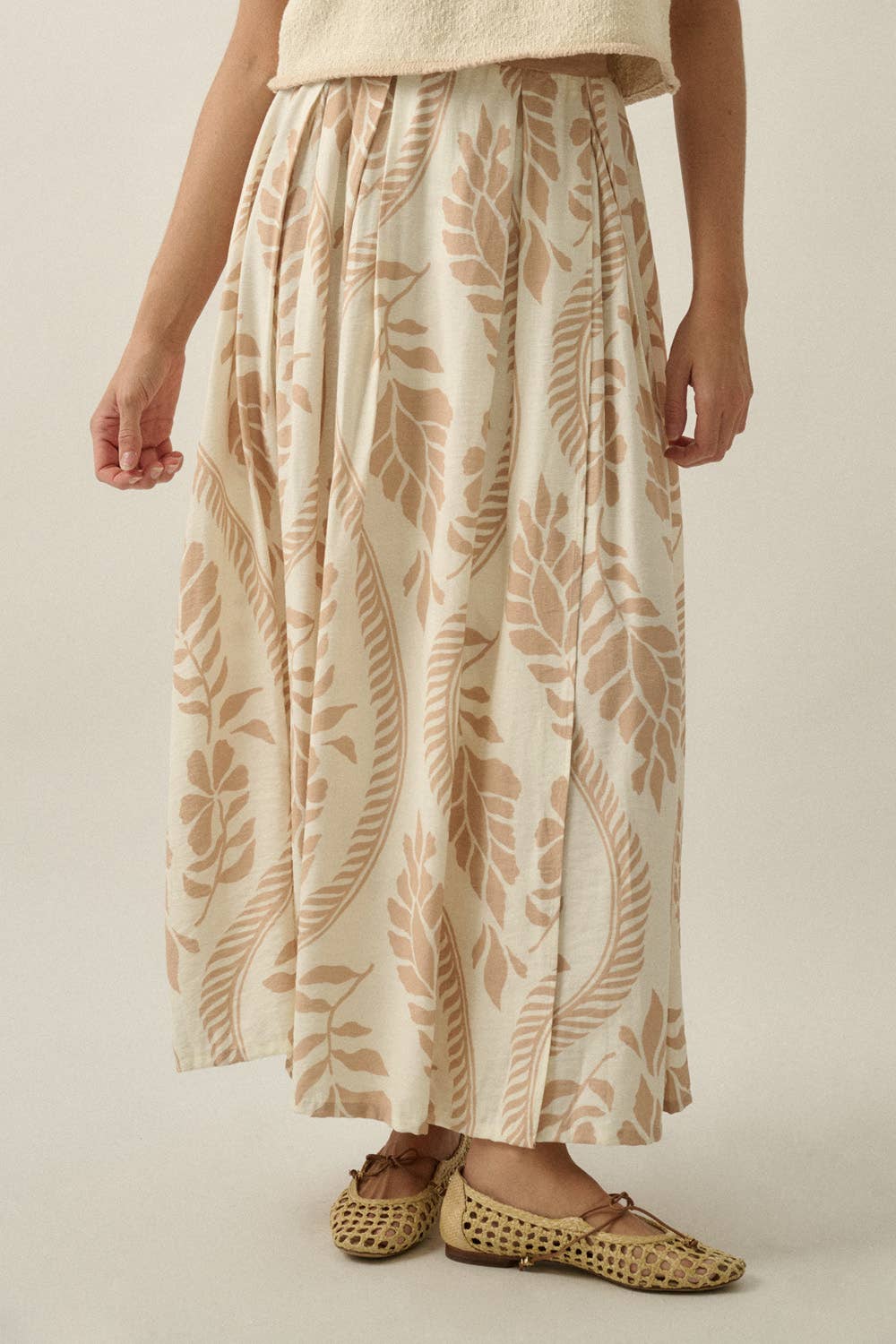 Promesa USA - Floral-Print Woven Wrapped Pleated Maxi Skirt