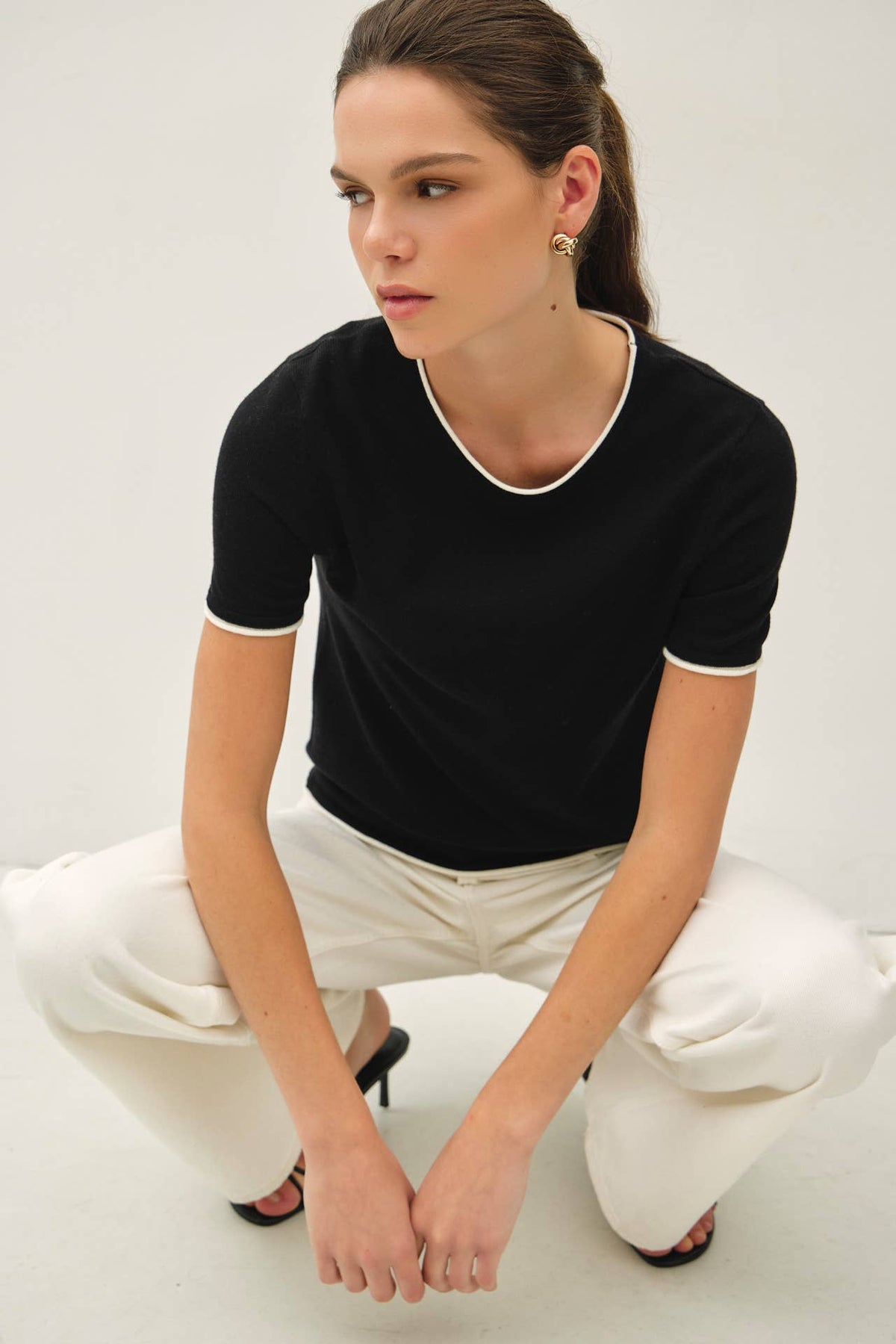Be Cool - LAYERED LOOK ESSENTIAL SHORT SLEEVE  SWEATER TOP