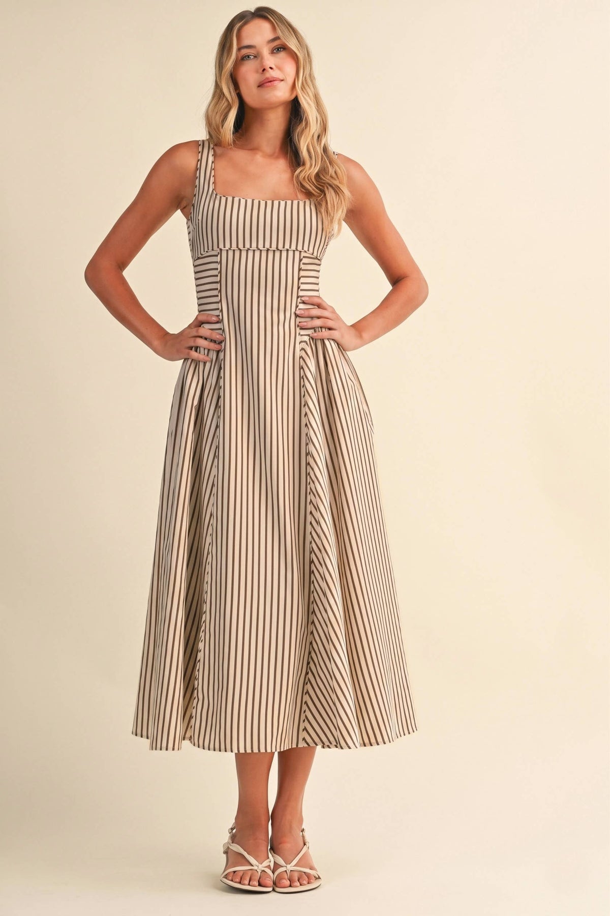 STRIPED MIDI DRESS - Klesis