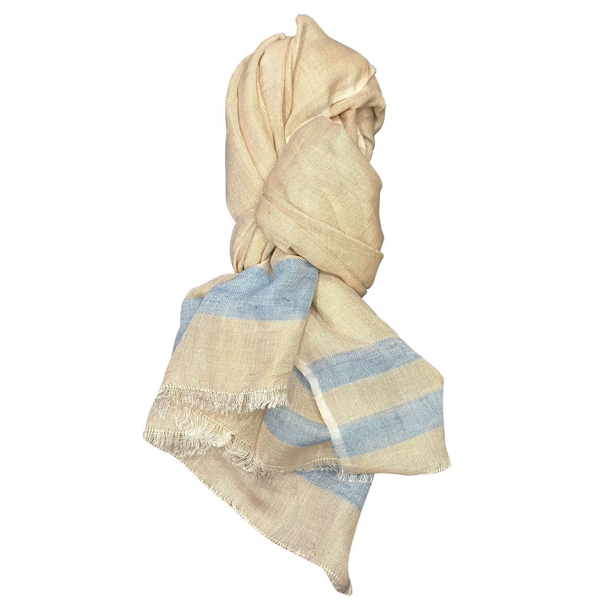 Chloe & Lex - Pure Linen with Fresh Stripes Lightweight Scarf for Women