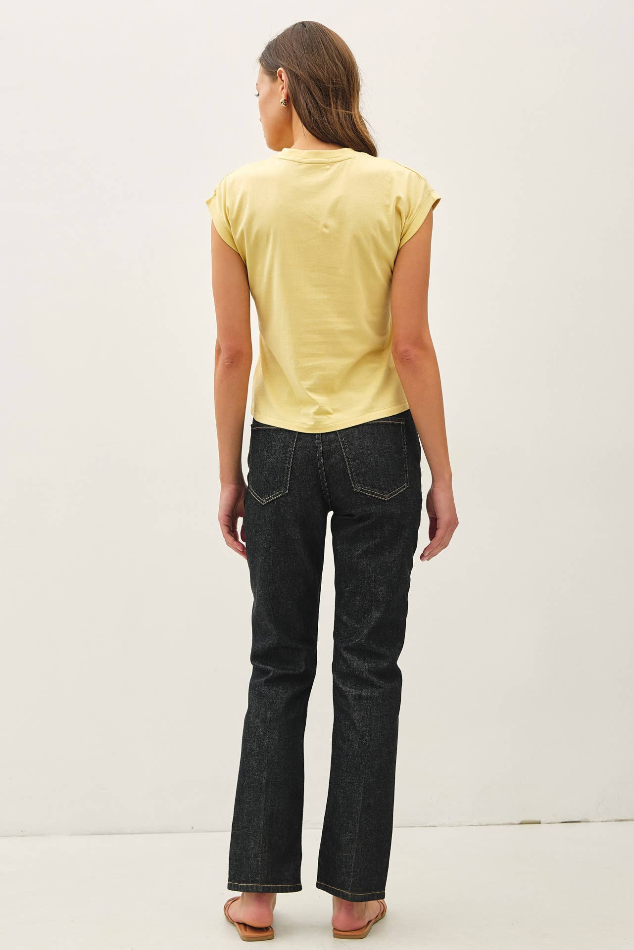 Be Cool - GARMENT DYED COTTON CAP SLEEVE CREW NECK