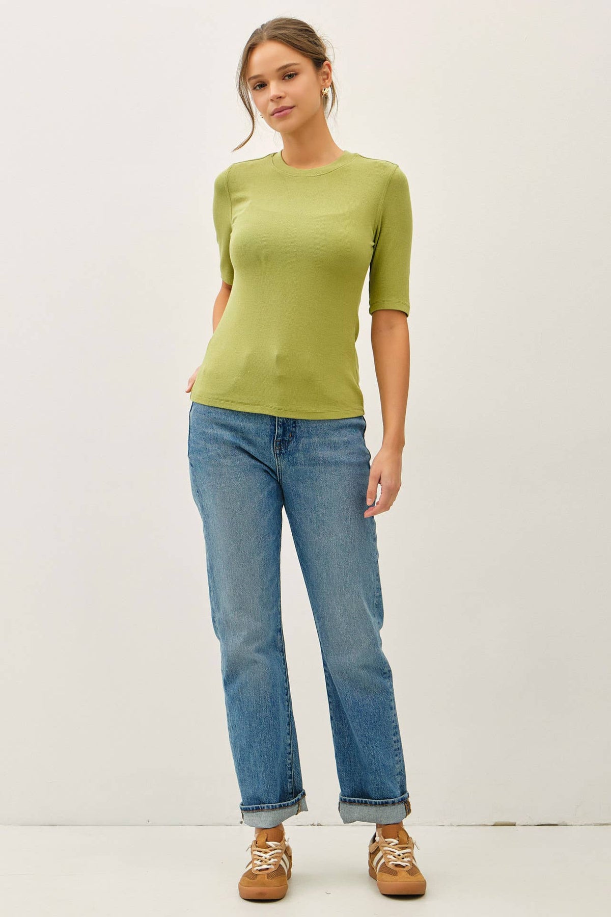 Be Cool - [NEW COLOR]MODAL CLASSIC RIBBED CREWNECK SHORT SLEEVE TOP