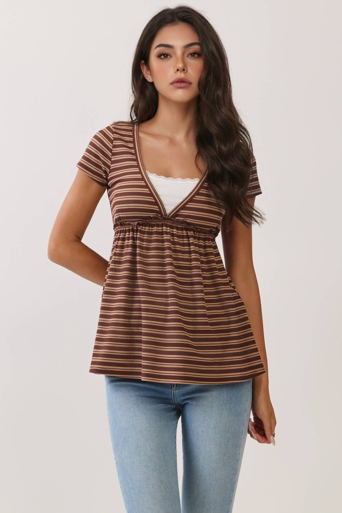 SURPLUS EMPIRE BABYDOLL SHORT SLEEVE TOP - Heart & Hips