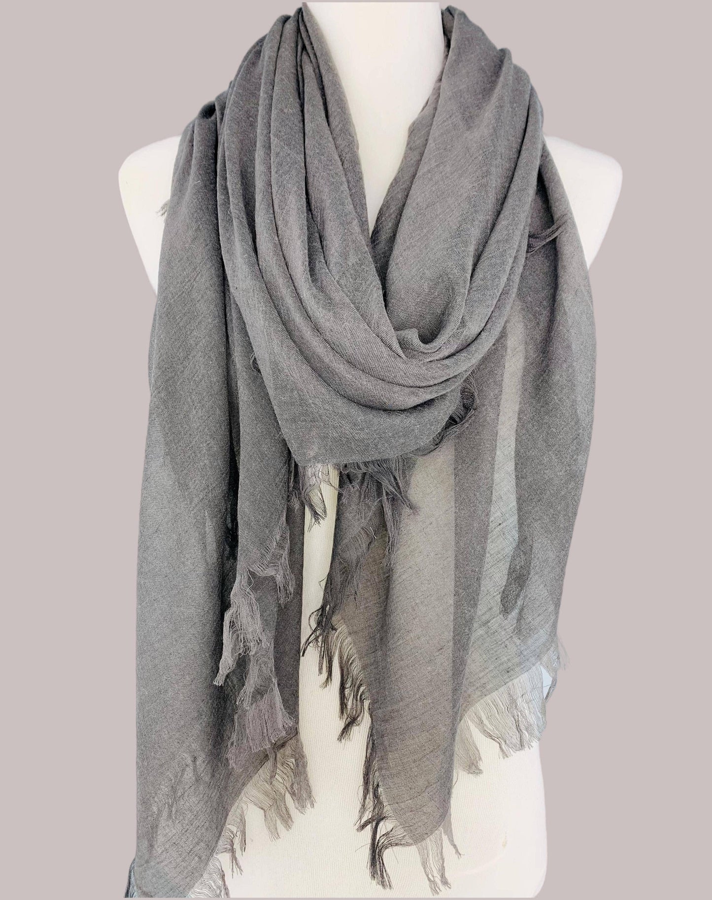 JC Sunny Fashion - JC021022 Soft As Cashmere Oversized Solid Frayed-Edge Scarf Shawl