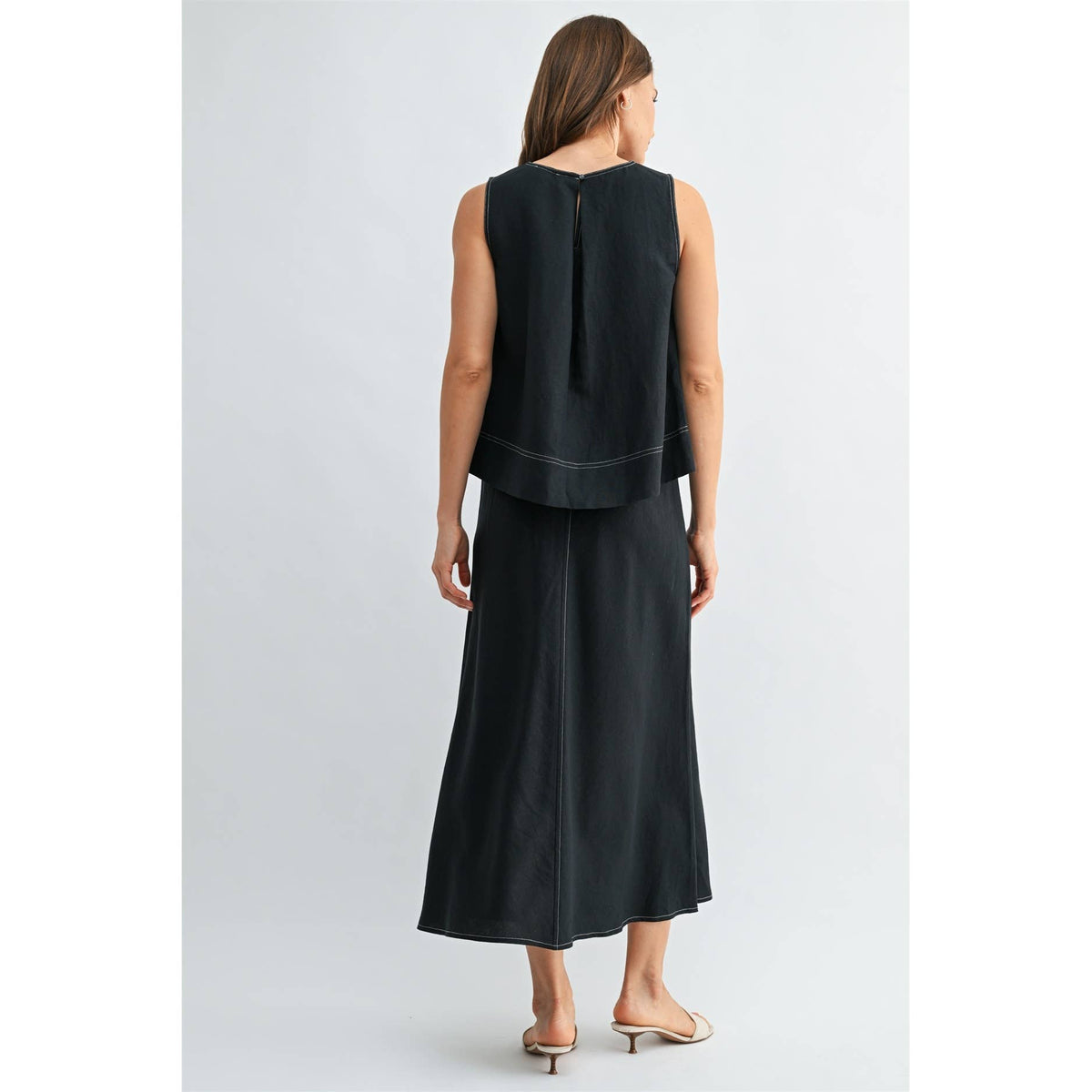 FUN2FUN - LINEN PLEATED BACK SLEEVELESS TOP