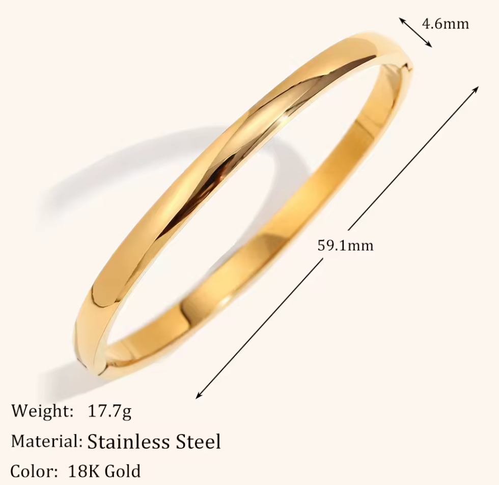 Sofia-Hinge Bangle 14K Gold  Waterproof- PVD plated