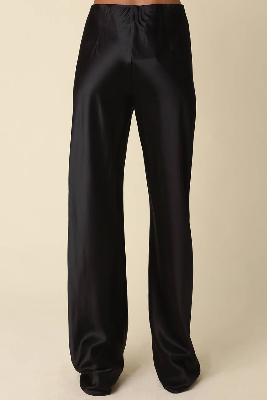 Billie Satin Wide Leg Pants - Olivaceous