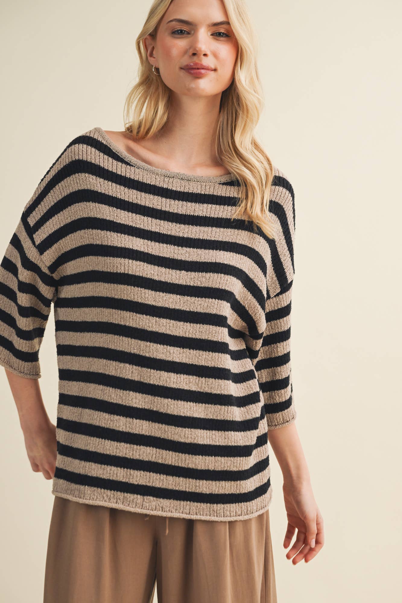 Mustard Seed - Engineered Stripe Bateau Neck Pullover