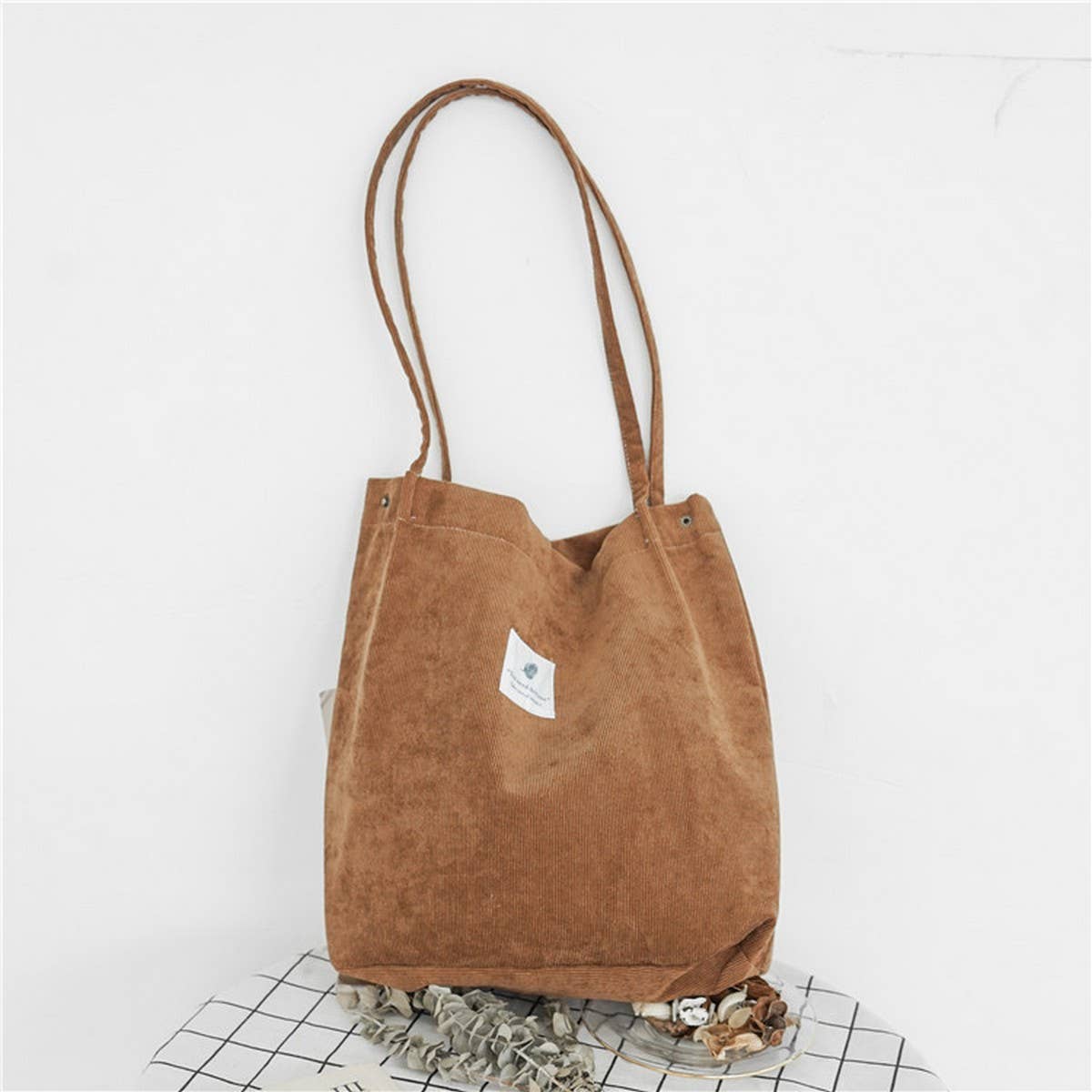 CORDUROY SNAP-BUTTON LARGE-CAPACITY SHOULDER BAG - NINEXIS
