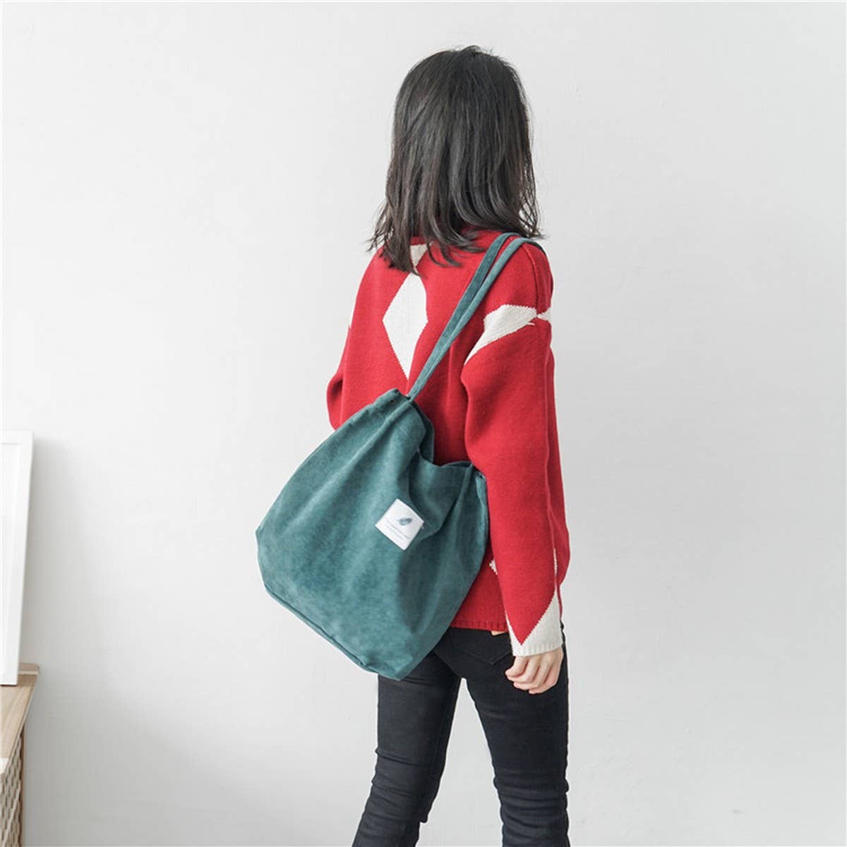 CORDUROY SNAP-BUTTON LARGE-CAPACITY SHOULDER BAG - NINEXIS