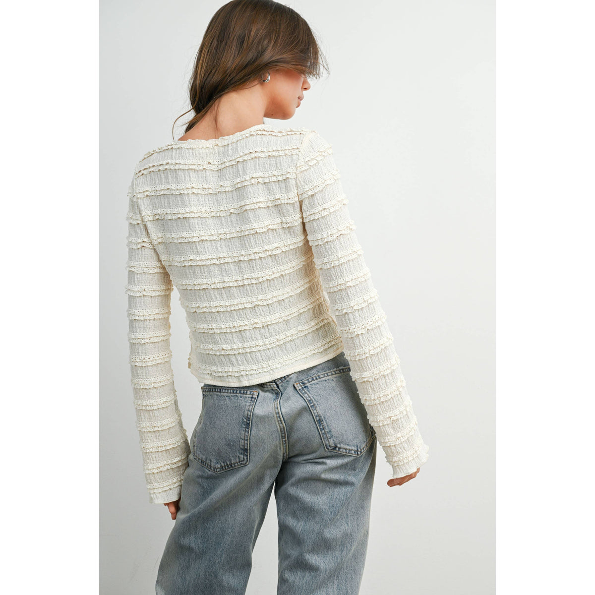 BUTTERMELON - Ruched Ribbon Knit Top - BMT8185