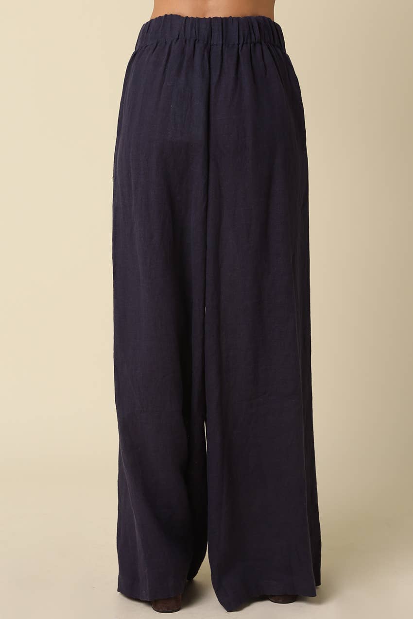 Jerri Linen Wide-Leg Pants - Olivaceous