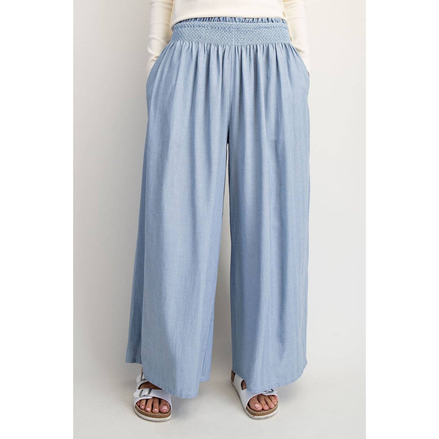 COTIERRA - LINEN-BLEND WIDE PANTS