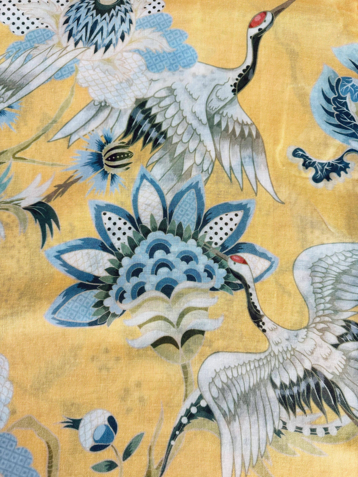 JC Sunny Fashion - JC071151 Yellow-Multi Crane & Floral Scarf