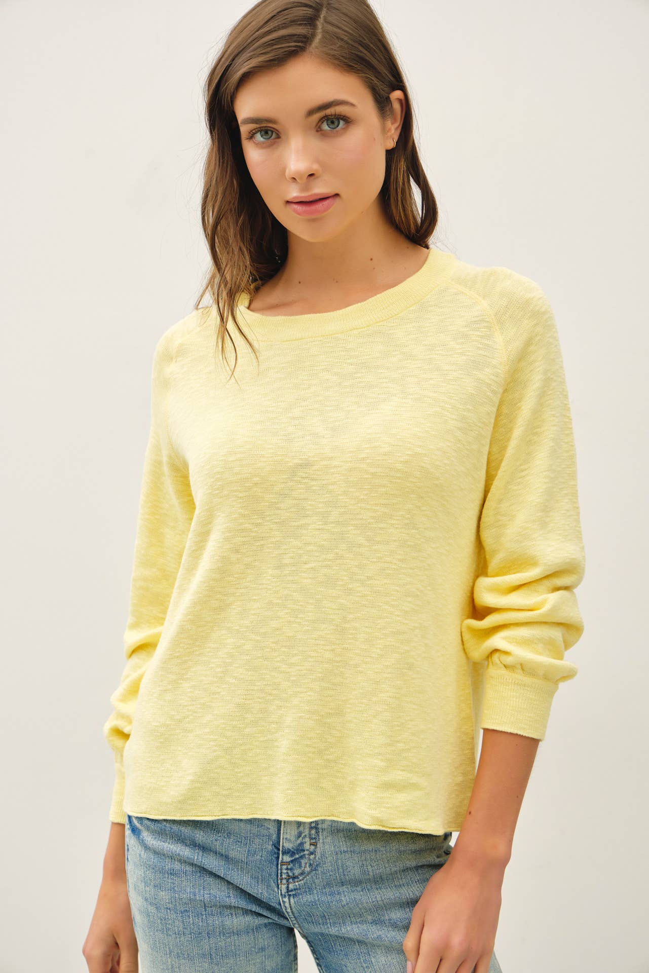 Be Cool - RAGLAN LONG SLEEVE PULLOVER SLUB YARN KNIT SWEATER