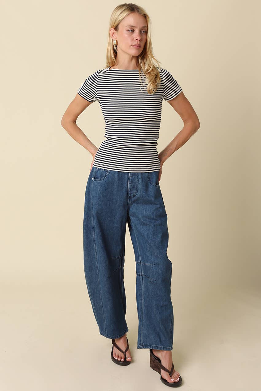Olivaceous - Kate Striped Fitted Top