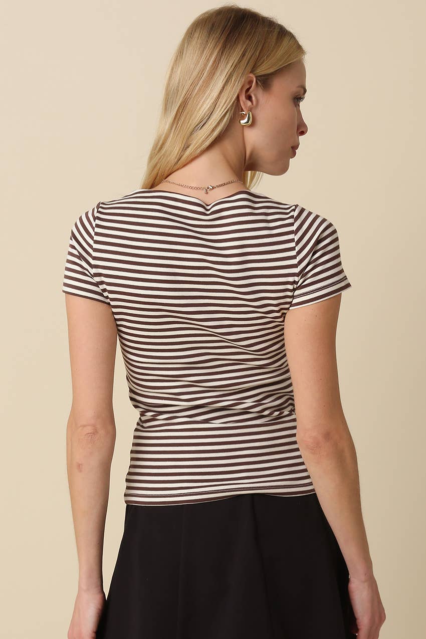 Olivaceous - Kate Striped Fitted Top
